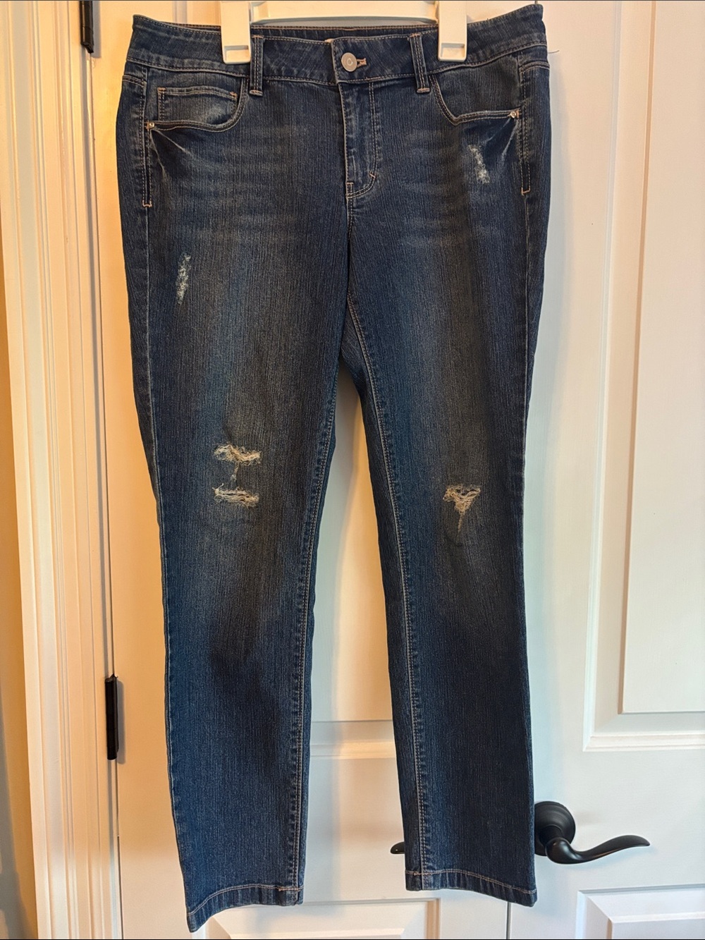 White House Black Market Dark Blue Skinny Distressed Jeans